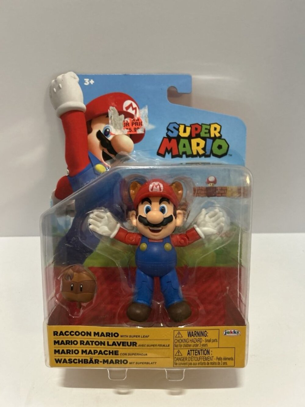 SUPER MARIO 4" Figure - Raccoon Mario w/ Leaf - World of Nintendo - Jakks - NEW